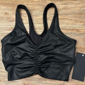 NWT 90° by Reflex Black Sports Bra| Faux Leather Look | XS